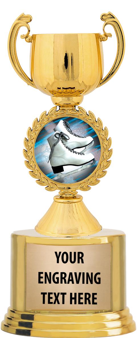 7" TROPHY ON ROUND GOLD BASE