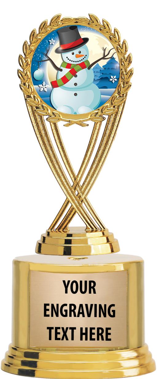 7" TROPHY ON ROUND GOLD BASE