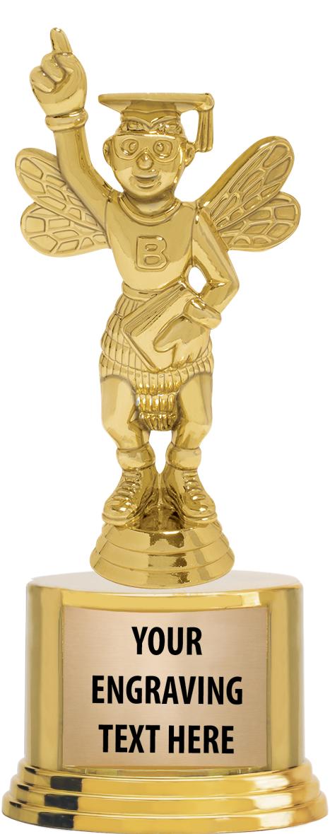 7" TROPHY ON ROUND GOLD BASE