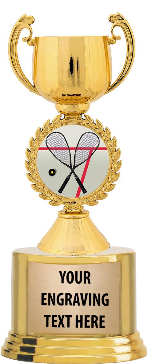 7" TROPHY ON ROUND GOLD BASE