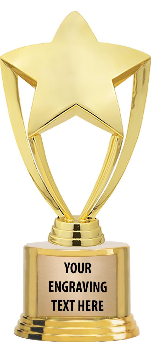 7" TROPHY ON ROUND GOLD BASE
