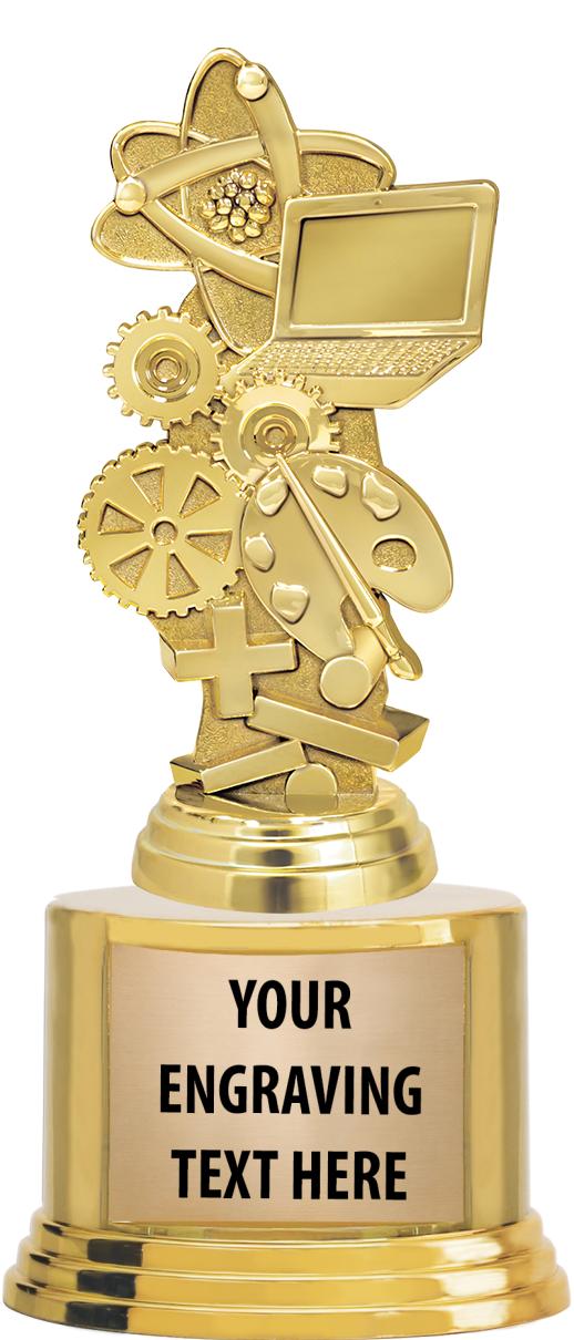 7" TROPHY ON ROUND GOLD BASE