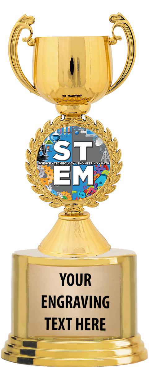 7" TROPHY ON ROUND GOLD BASE