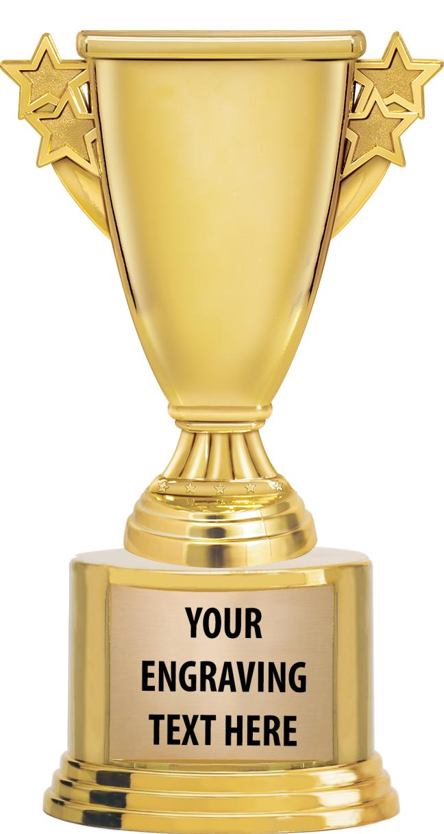 7" TROPHY ON ROUND GOLD BASE