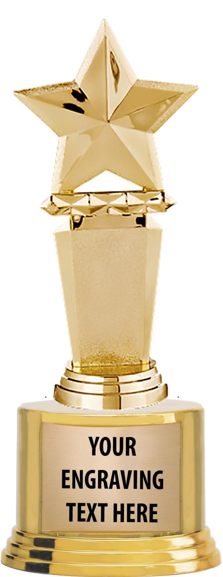 7" TROPHY ON ROUND GOLD BASE