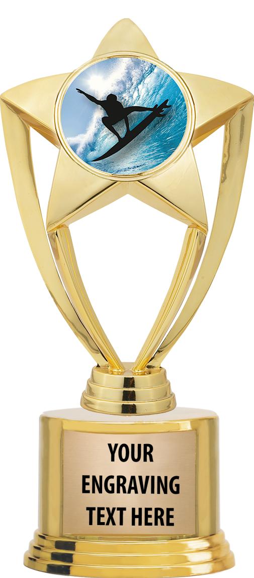 7" TROPHY ON ROUND GOLD BASE