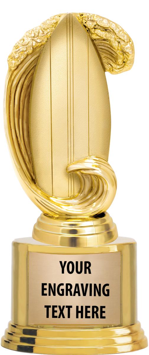 7" TROPHY ON ROUND GOLD BASE