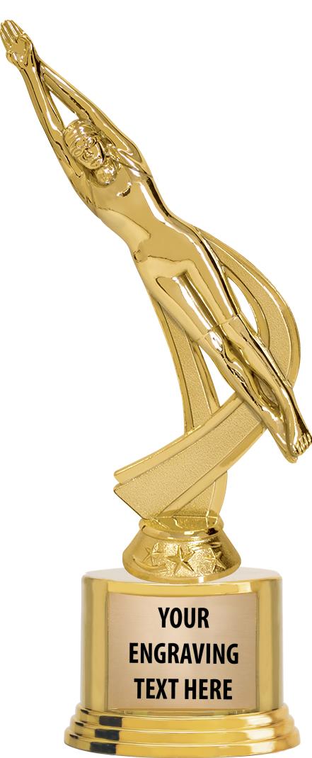 7" TROPHY ON ROUND GOLD BASE