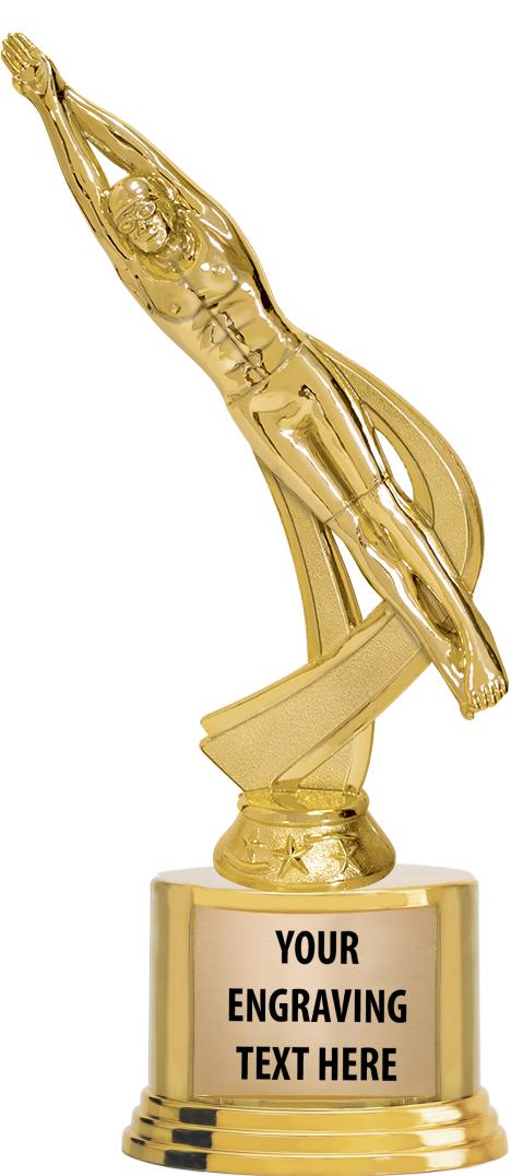 7" TROPHY ON ROUND GOLD BASE