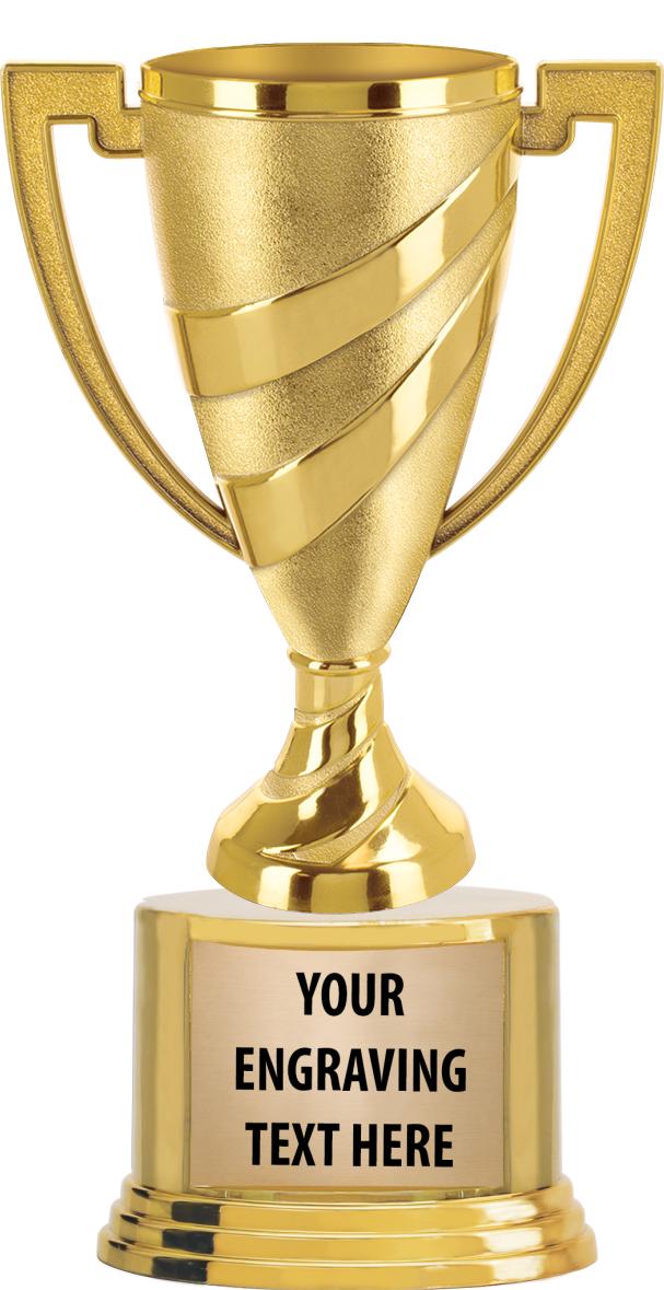 7" TROPHY ON ROUND GOLD BASE