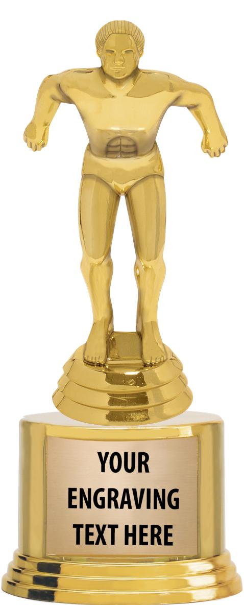 7" TROPHY ON ROUND GOLD BASE