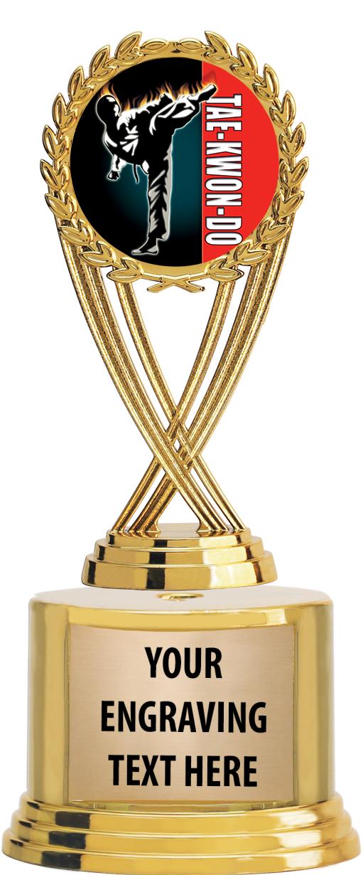 7" TROPHY ON ROUND GOLD BASE