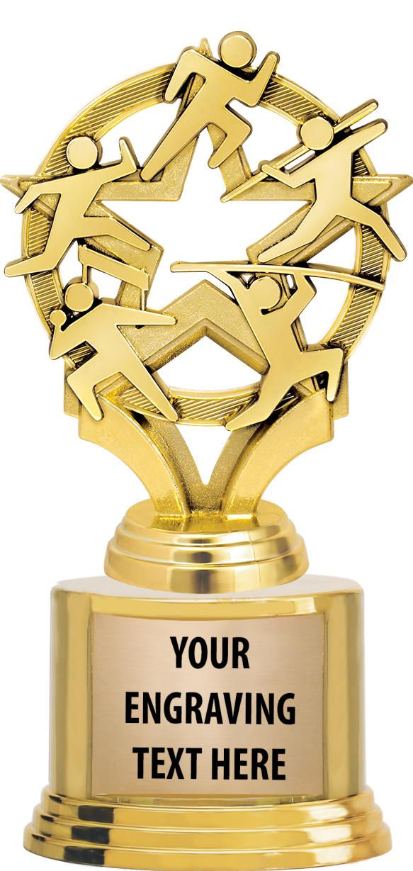 7" TROPHY ON ROUND GOLD BASE