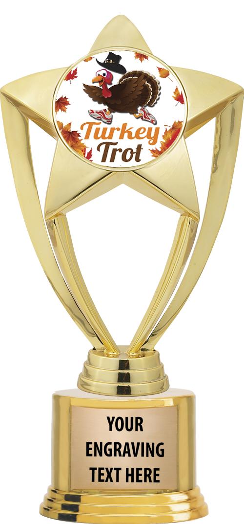 7" TROPHY ON ROUND GOLD BASE