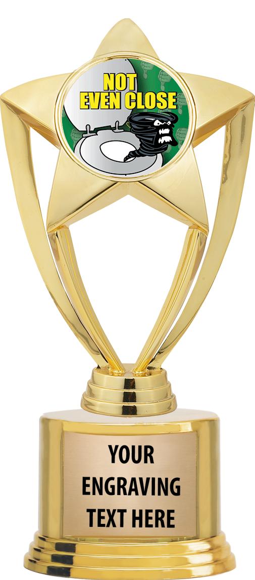 7" TROPHY ON ROUND GOLD BASE