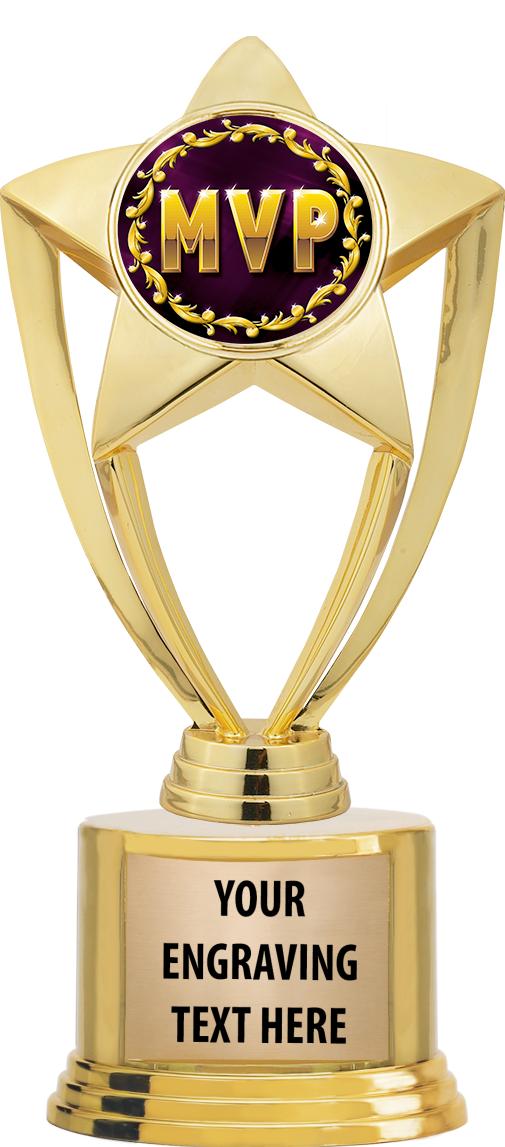 7" TROPHY ON ROUND GOLD BASE