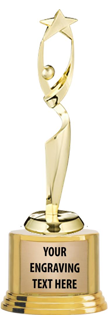 7" TROPHY ON ROUND GOLD BASE