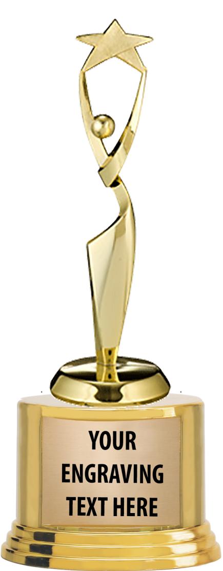 7" TROPHY ON ROUND GOLD BASE