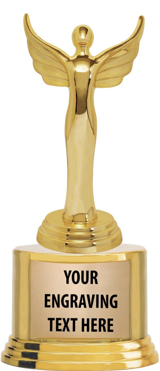 7" TROPHY ON ROUND GOLD BASE