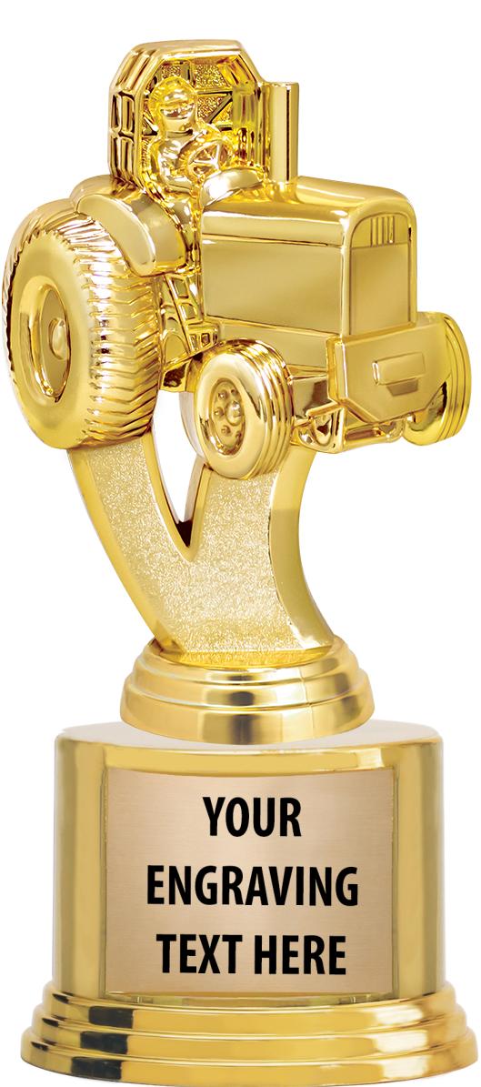 7" TROPHY ON ROUND GOLD BASE