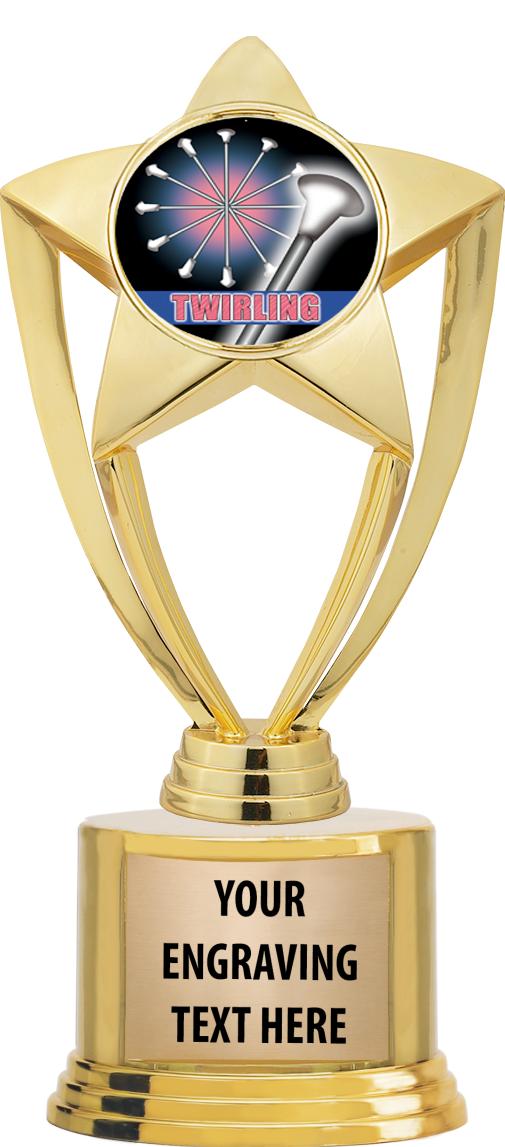 7" TROPHY ON ROUND GOLD BASE