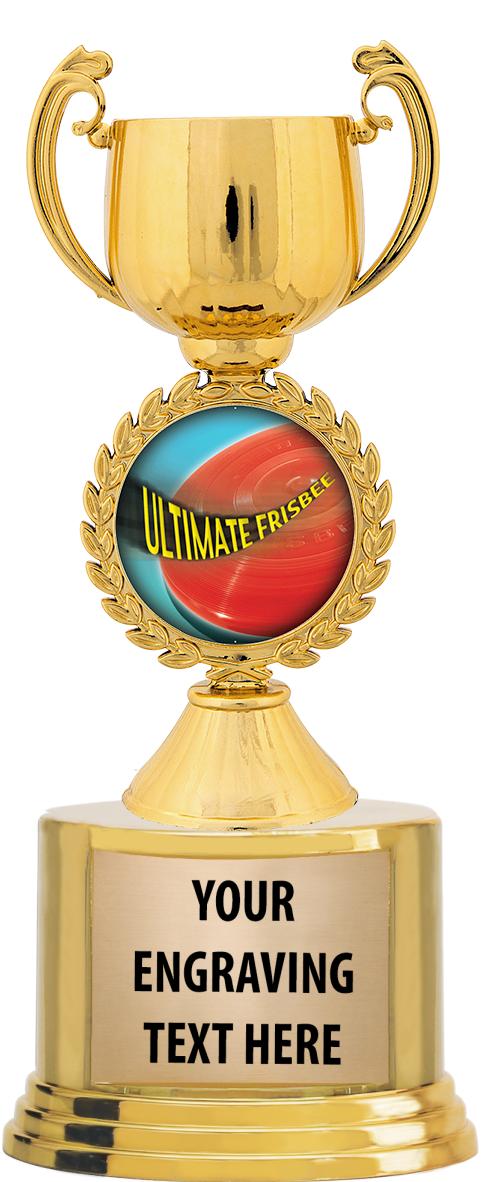 7" TROPHY ON ROUND GOLD BASE