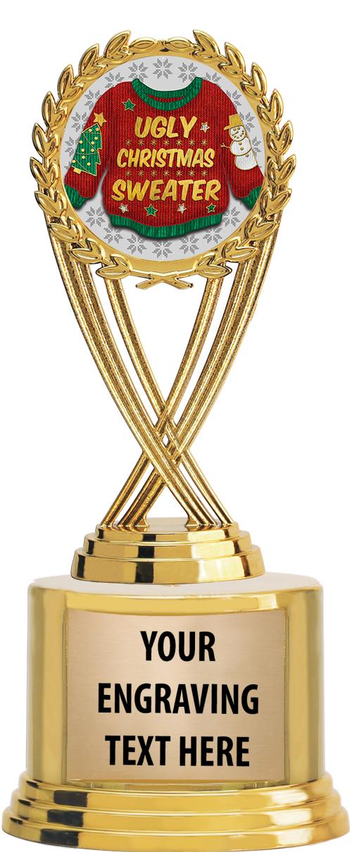 7" TROPHY ON ROUND GOLD BASE