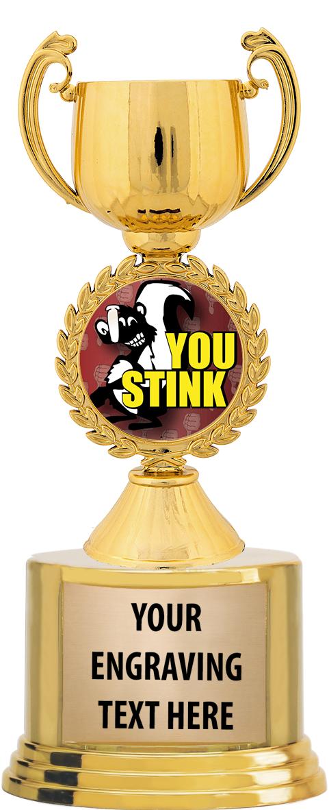 7" TROPHY ON ROUND GOLD BASE
