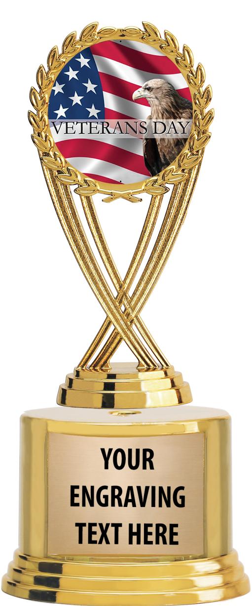 7" TROPHY ON ROUND GOLD BASE