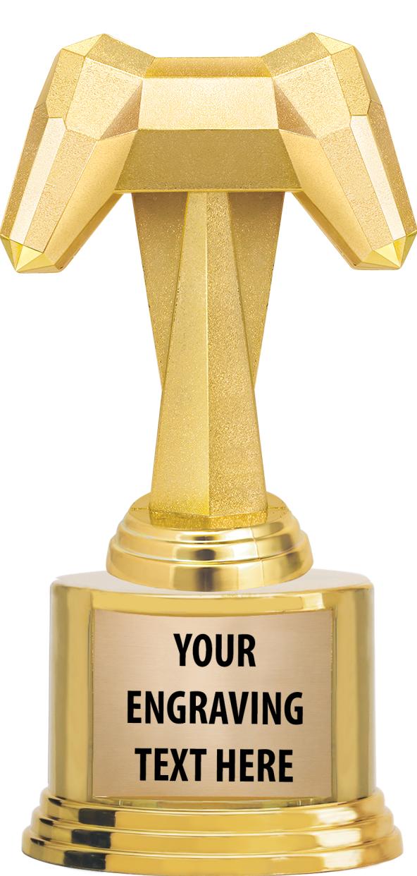 7" TROPHY ON ROUND GOLD BASE