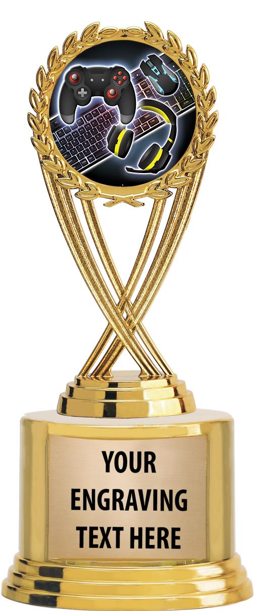 7" TROPHY ON ROUND GOLD BASE