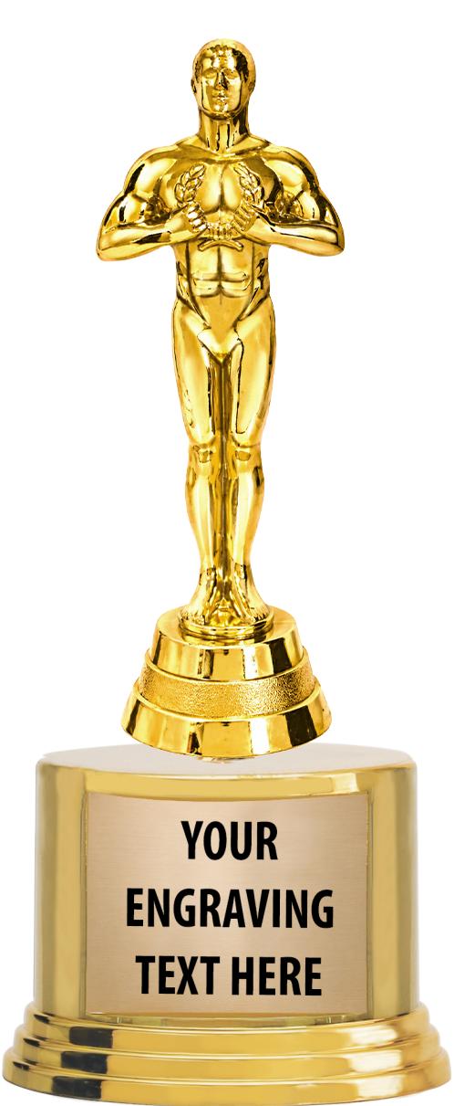 7" TROPHY ON ROUND GOLD BASE