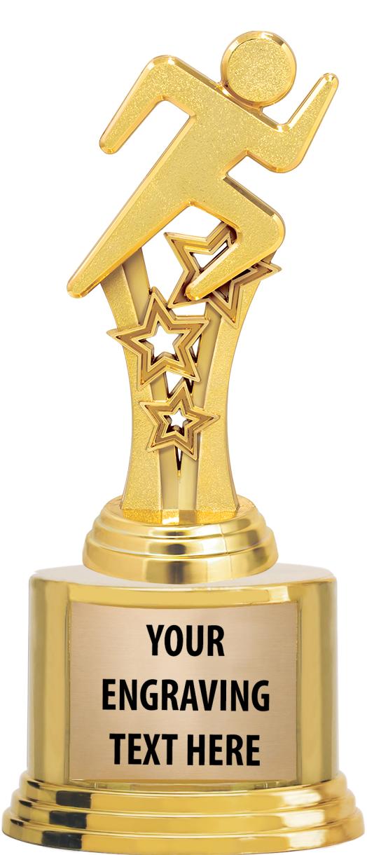 7" TROPHY ON ROUND GOLD BASE