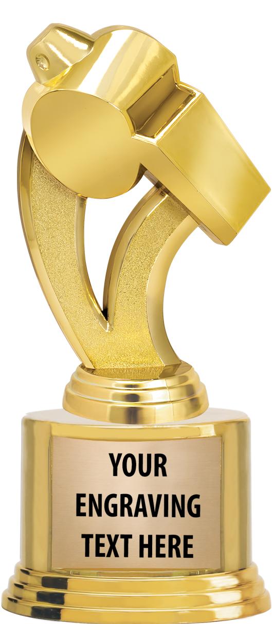 7" TROPHY ON ROUND GOLD BASE