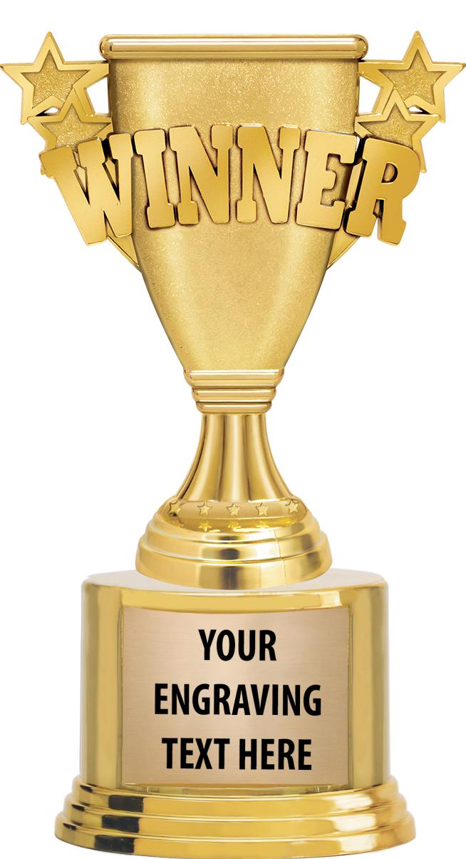 7" TROPHY ON ROUND GOLD BASE