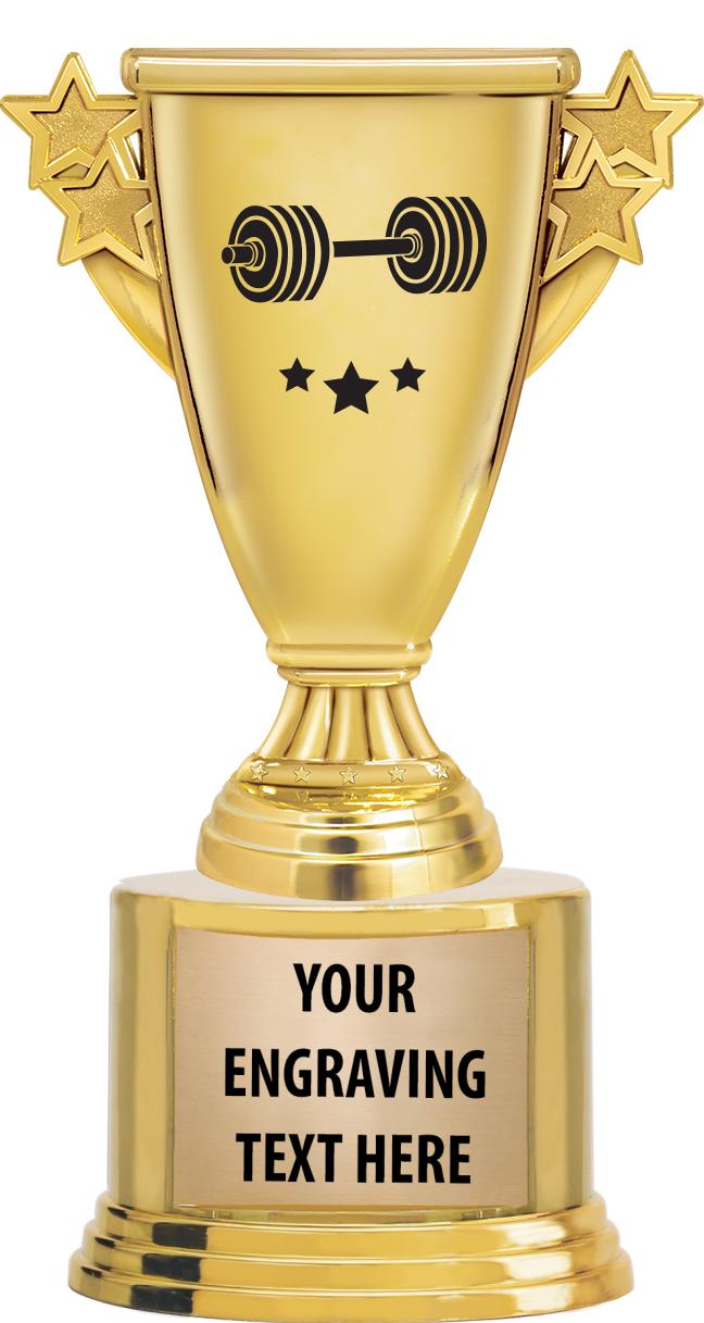 7" TROPHY ON ROUND GOLD BASE