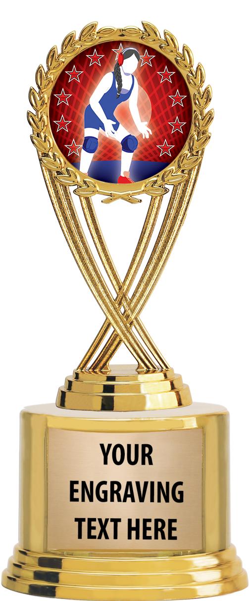 7" TROPHY ON ROUND GOLD BASE