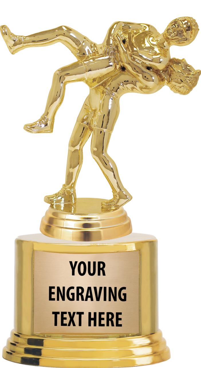 7" TROPHY ON ROUND GOLD BASE