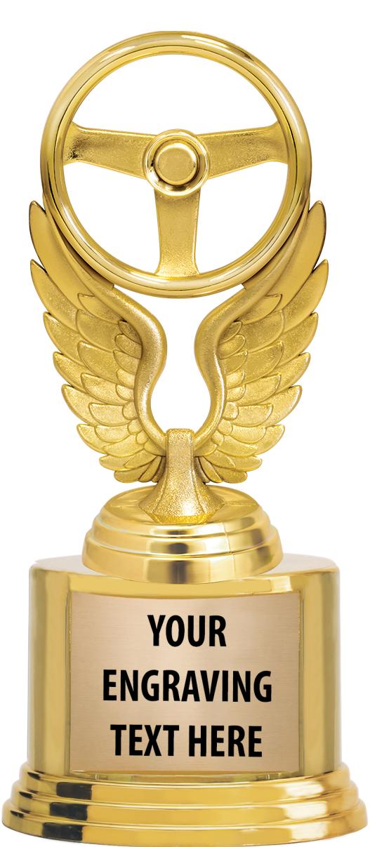 7" TROPHY ON ROUND GOLD BASE