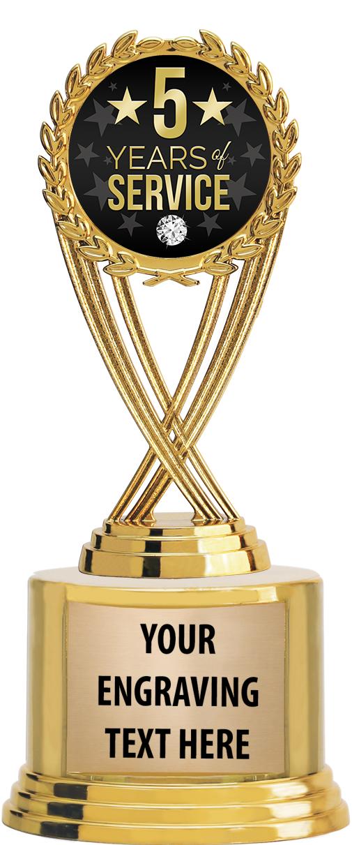 7" TROPHY ON ROUND GOLD BASE