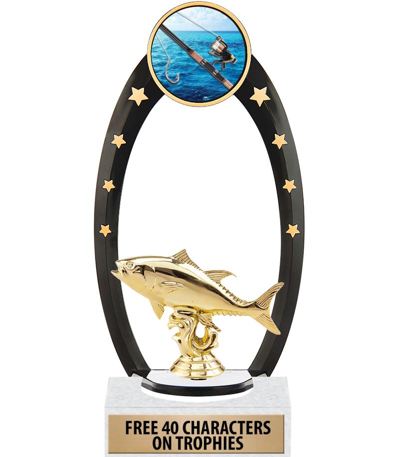 Crown Awards Fishing Trophies with Custom Engraving, 6 Personalized  Largemouth Bass Fish Trophy On Black Base