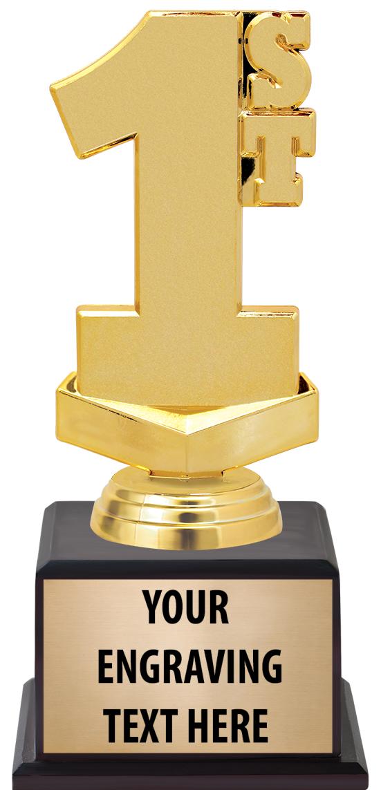 7.5" TROPHY ON BROWN WOOD BASE