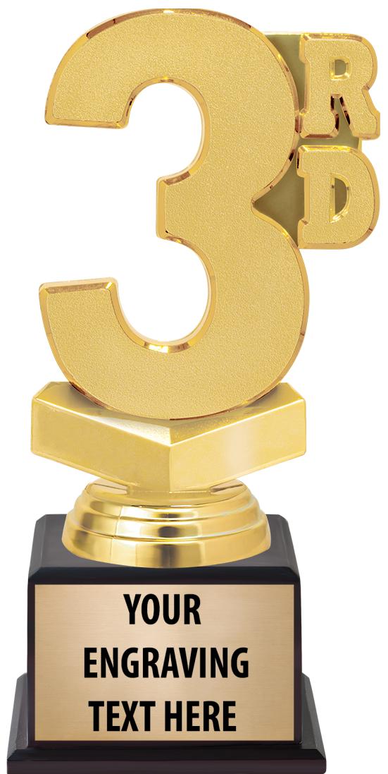 7.5" TROPHY ON BROWN WOOD BASE