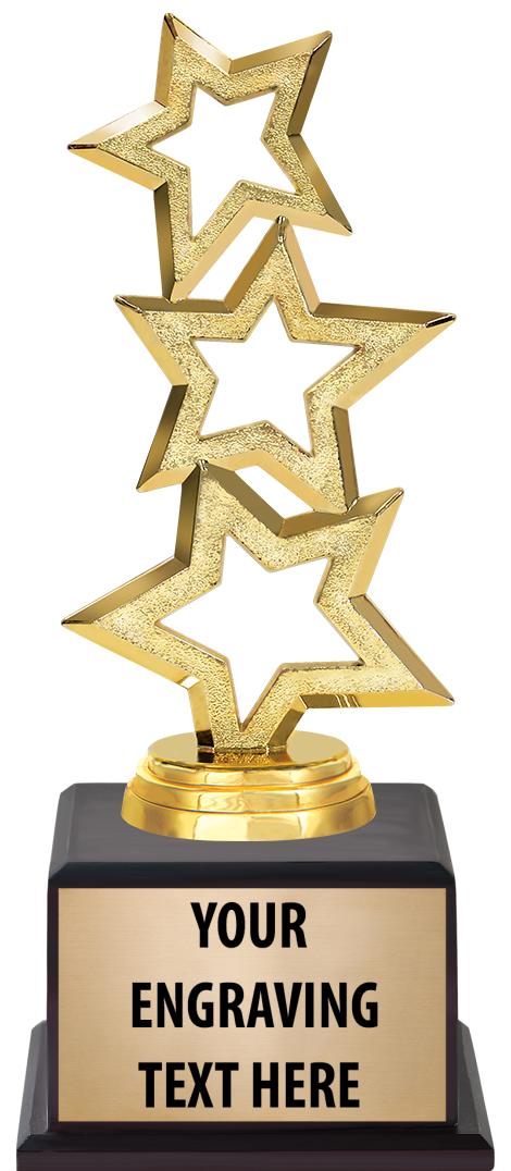 7.5" TROPHY ON BROWN WOOD BASE