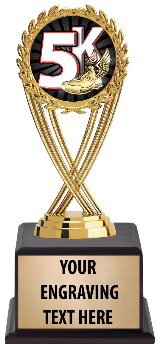 7.5" TROPHY ON BROWN WOOD BASE