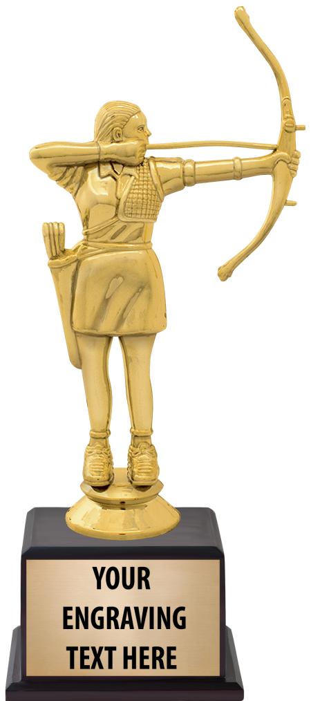 7.5" TROPHY ON BROWN WOOD BASE