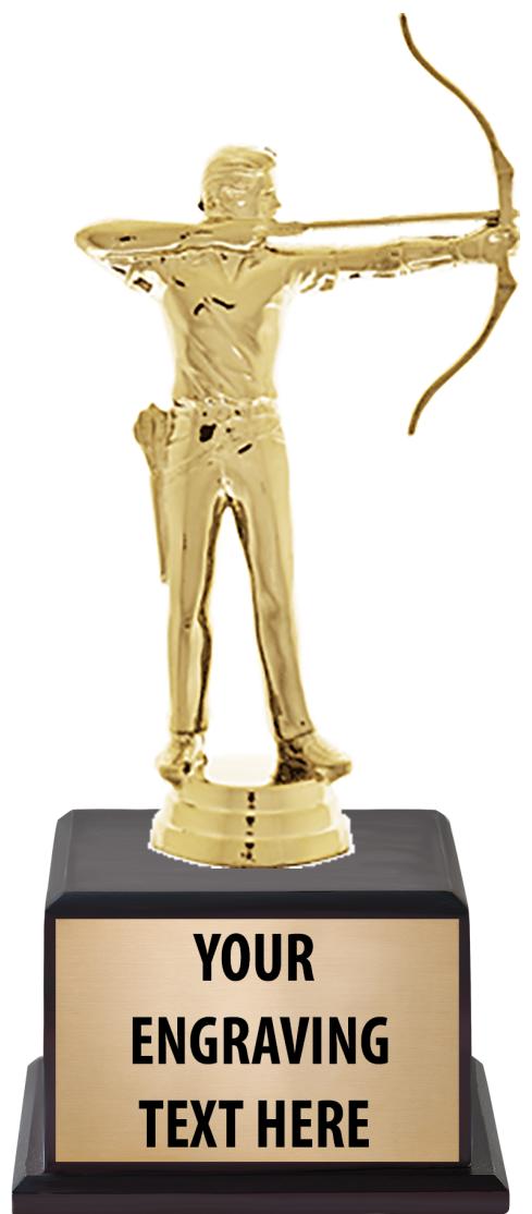 7.5" TROPHY ON BROWN WOOD BASE