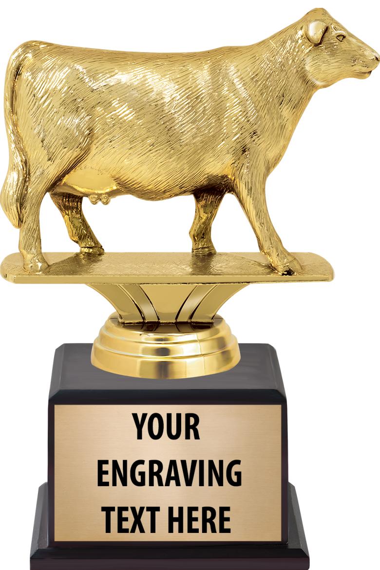 7.5" TROPHY ON BROWN WOOD BASE