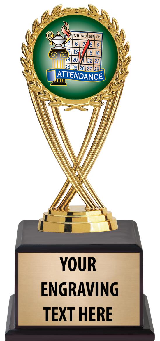 7.5" TROPHY ON BROWN WOOD BASE