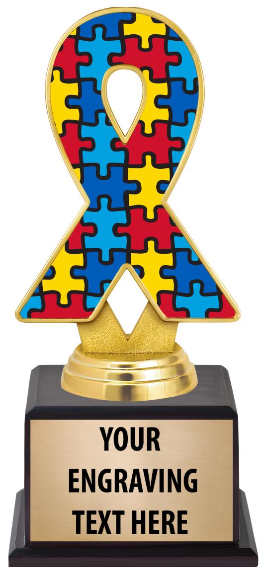 7.5" TROPHY ON BROWN WOOD BASE